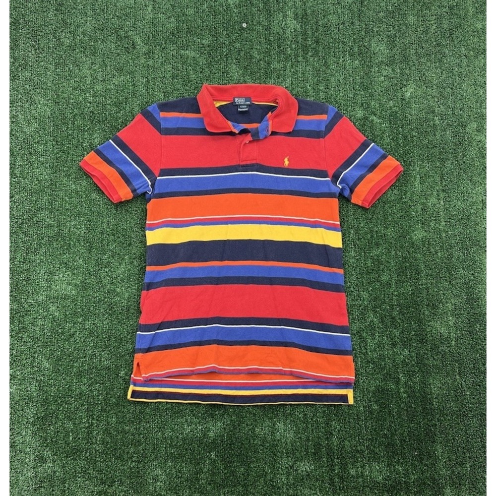 Polo Ralph Lauren Polo Shirt Men's Small (Youth XL)  Orange Yellow Stripe